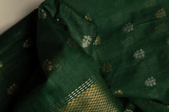 Dark Green Chanderi Saree With Pure Vanspati Gold Print