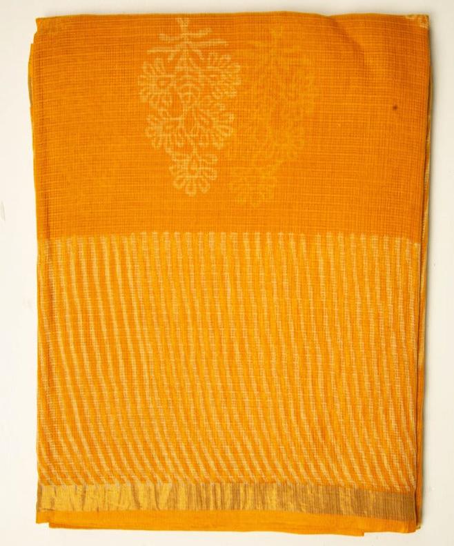 Golden Yellow Chanderi Doriya Print Saree