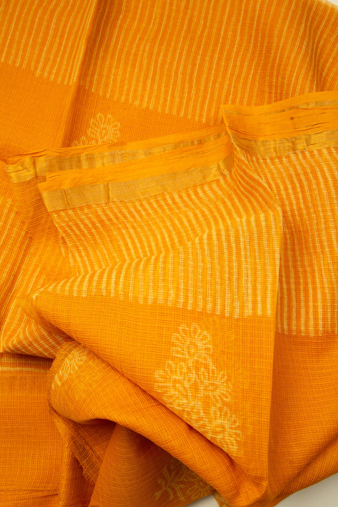 Golden Yellow Chanderi Doriya Print Saree