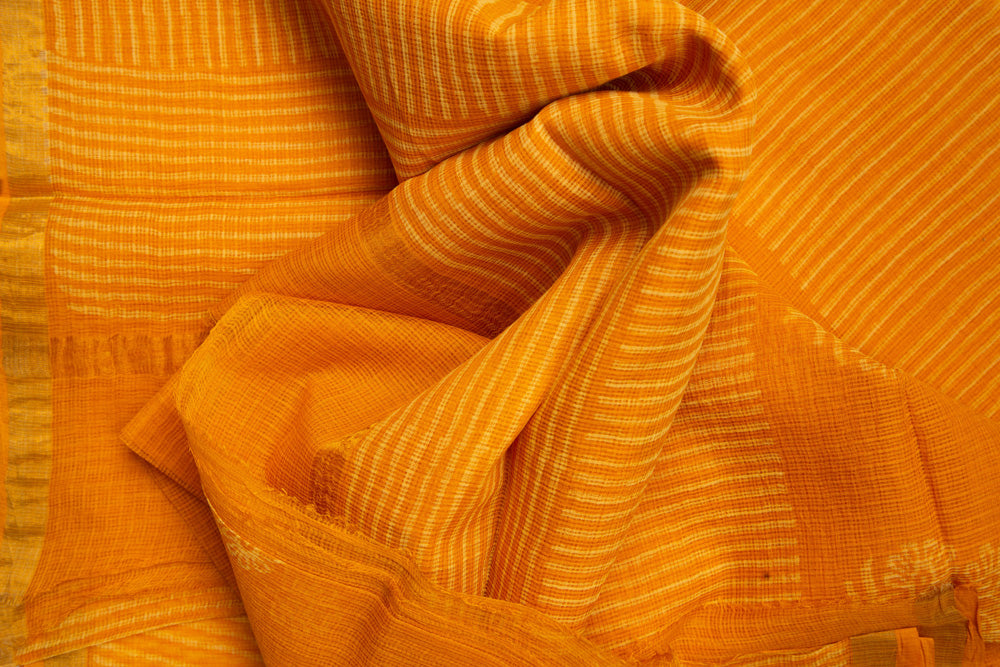 Golden Yellow Chanderi Doriya Print Saree