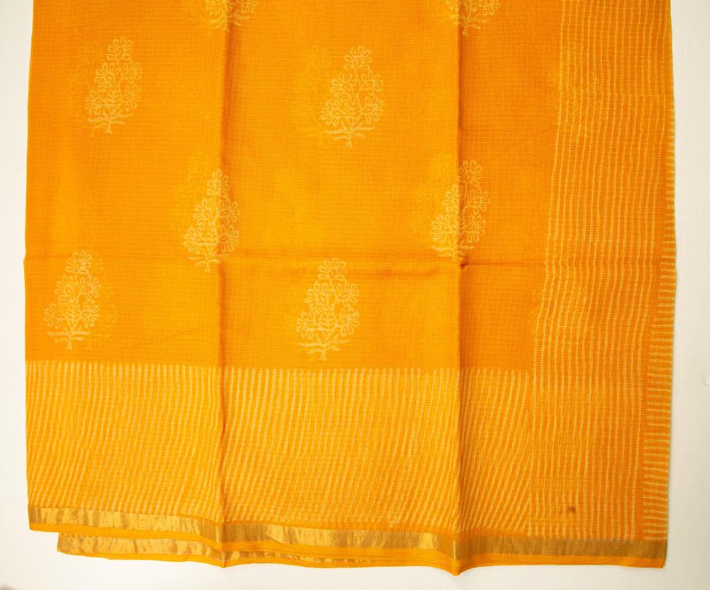 Golden Yellow Chanderi Doriya Print Saree