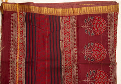 Maroon Chanderi Saree With Floral Print