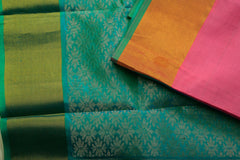 Peach and Sea green Semi-Silk Saree