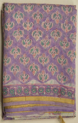 Lavender Chanderi Vanspathi Saree With Gold Border