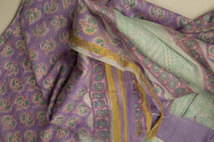 Lavender Chanderi Vanspathi Saree With Gold Border