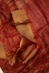 Brown Rust Pure Tissue Moonga saree