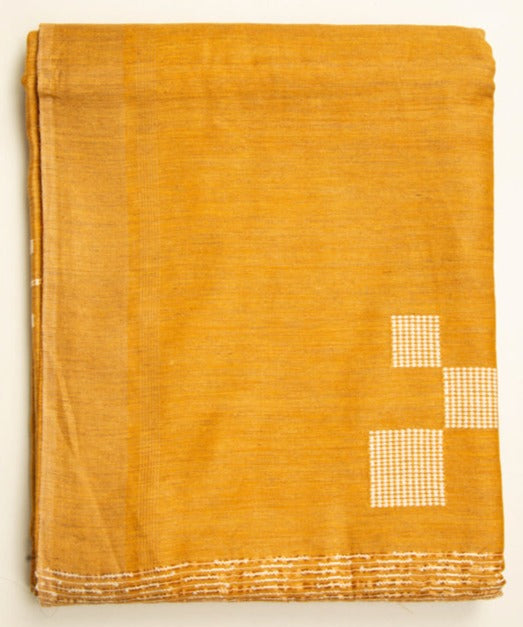 Mustard Yellow Chanderi Dupion Weaving Print Saree