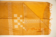 Mustard Yellow Chanderi Dupion Weaving Print Saree