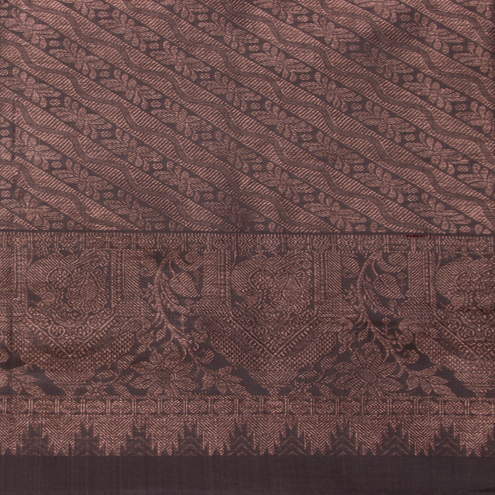 Wenge Kanjivaram Saree with Broad Zari Border