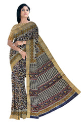 White Kalamkari Cotton Saree Multicolor Floral Print