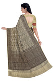 Cream with black banaras kora saree - MIRASILKS Cream with black banaras kora saree 