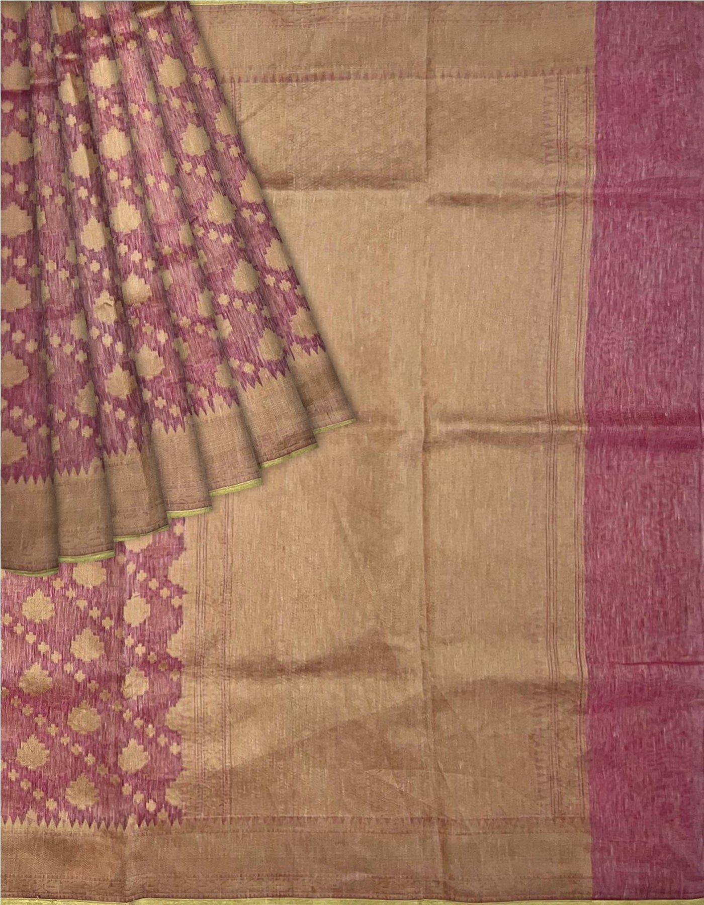 Baby pink banaras tissue kora saree