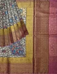 Grey floral cotton banaras