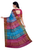 Blue Printed Bengal Tussar Saree - MIRASILKS Blue Printed Bengal Tussar Saree 