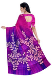 Magenta & purple Murshidabad silk Saree With Light Pink Floral Print - MIRASILKS Magenta & purple Murshidabad silk Saree With Light Pink Floral Print 